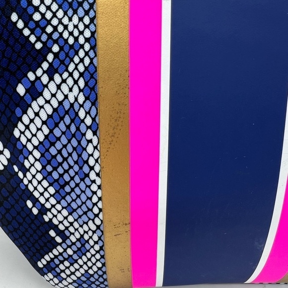 TAYLOR GRAY SARAH LARGE CARRYALL COSMETICS BAG BLUE SNAKESKIN PATTERN NWT - Picture 13 of 16